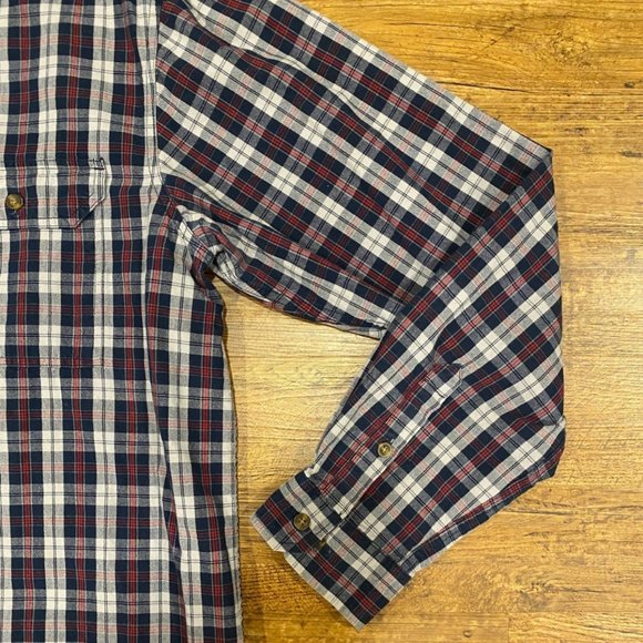 Carhartt Blue White Red Plaid Cotton Relaxed Fit Button Down Shirt Men's XL Tall - Picture 4 of 11